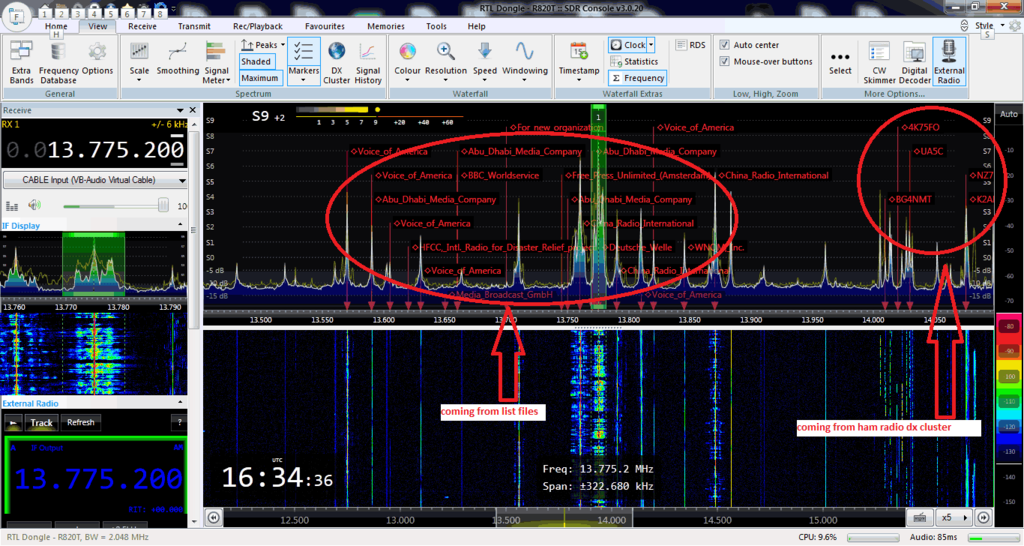 Shiva DX Cluster running on SDR-Console V3