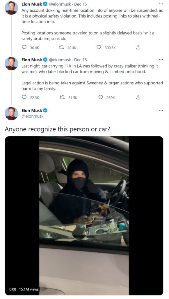 Elon Musk's Real-Time Doxxing Tweet