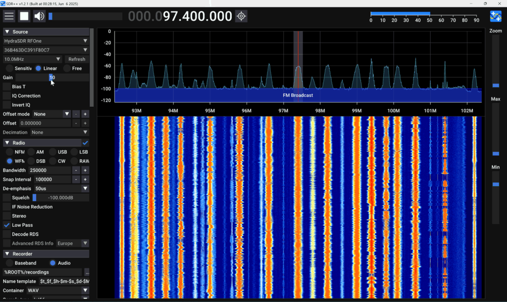 HydraSDR Running in SDR++ (HydraSDR Fork)