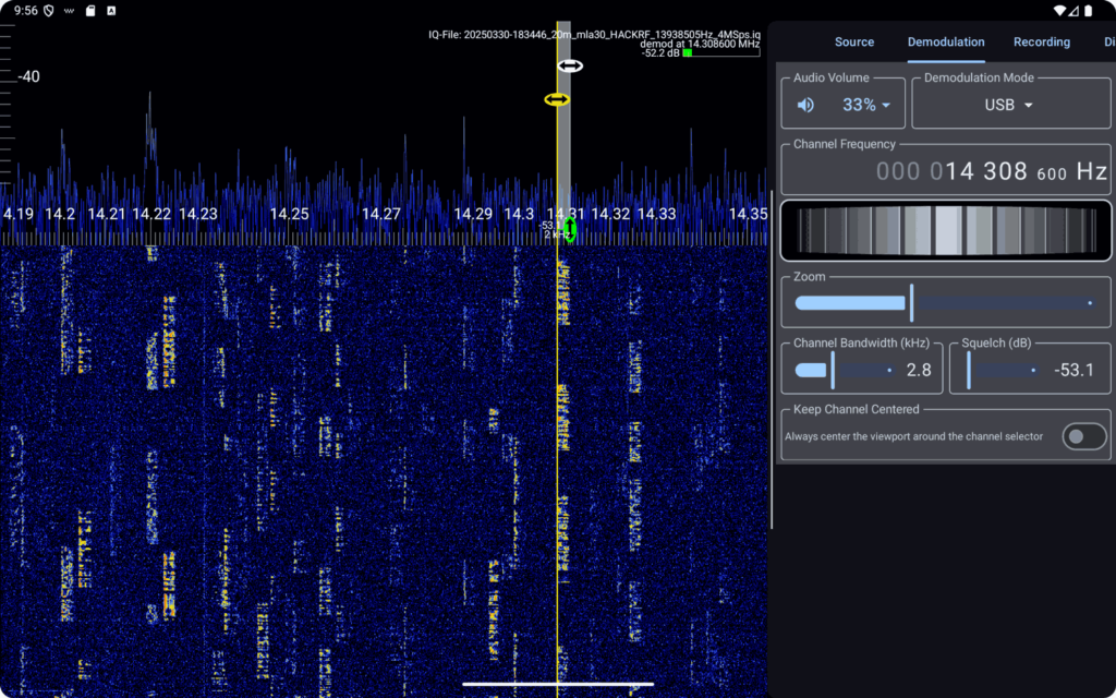 RF Analyzer V2.0 On a Tablet