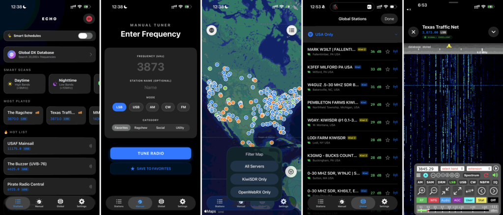 Echo iOS App for KiwiSDR and OpenWebRX