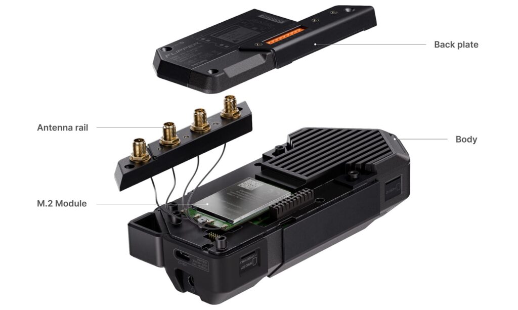 An example of how a SDR module might be attached to Flipper One