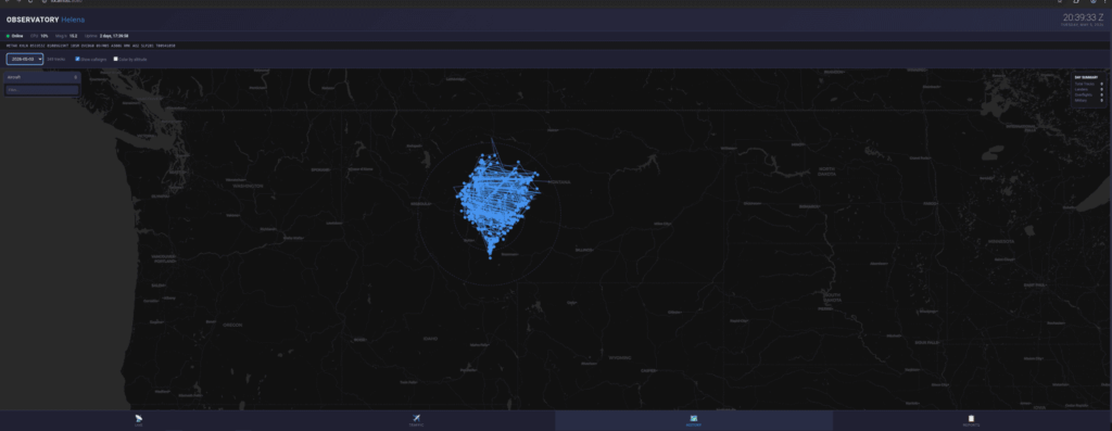 ADS-B Tracks Received by the Observatory