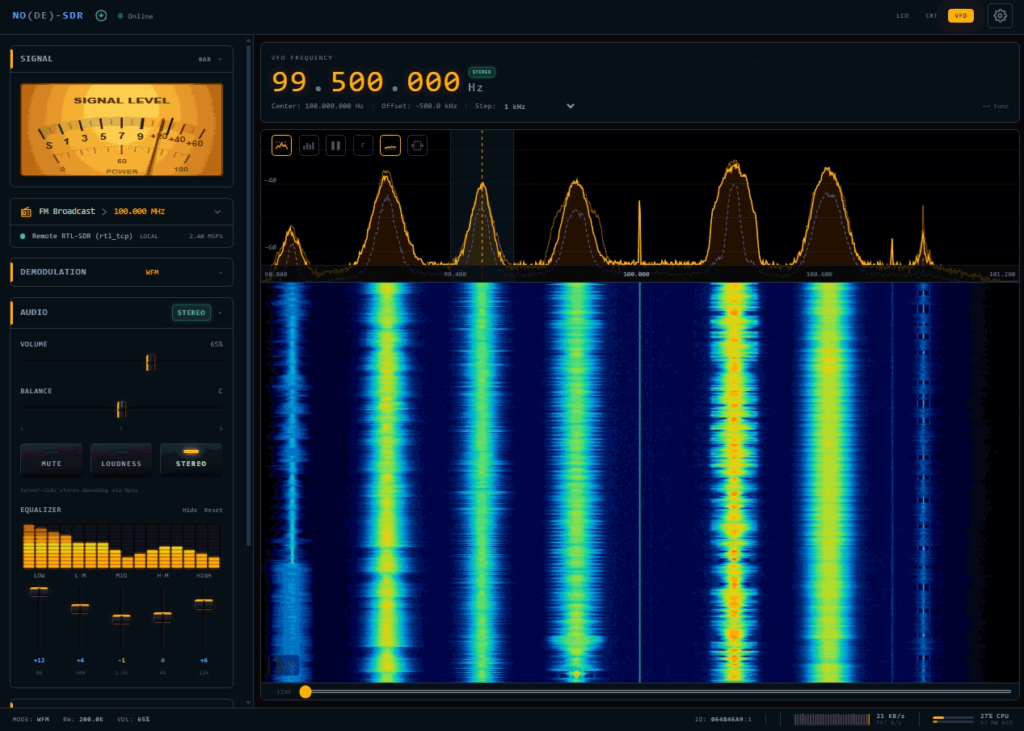 The no-sdr Web Interface