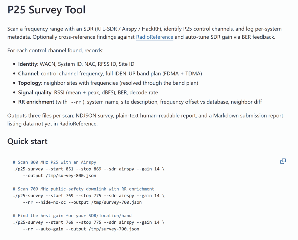 P25 Survey Tool