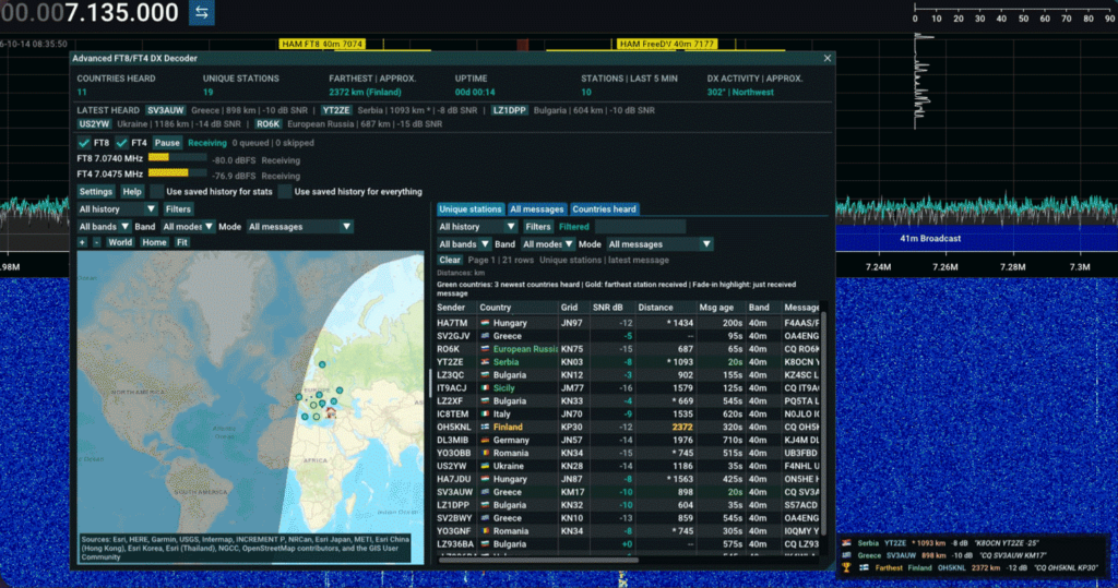 Advanced FT8/FT4 DX Decoder plugin for SDR++Brown